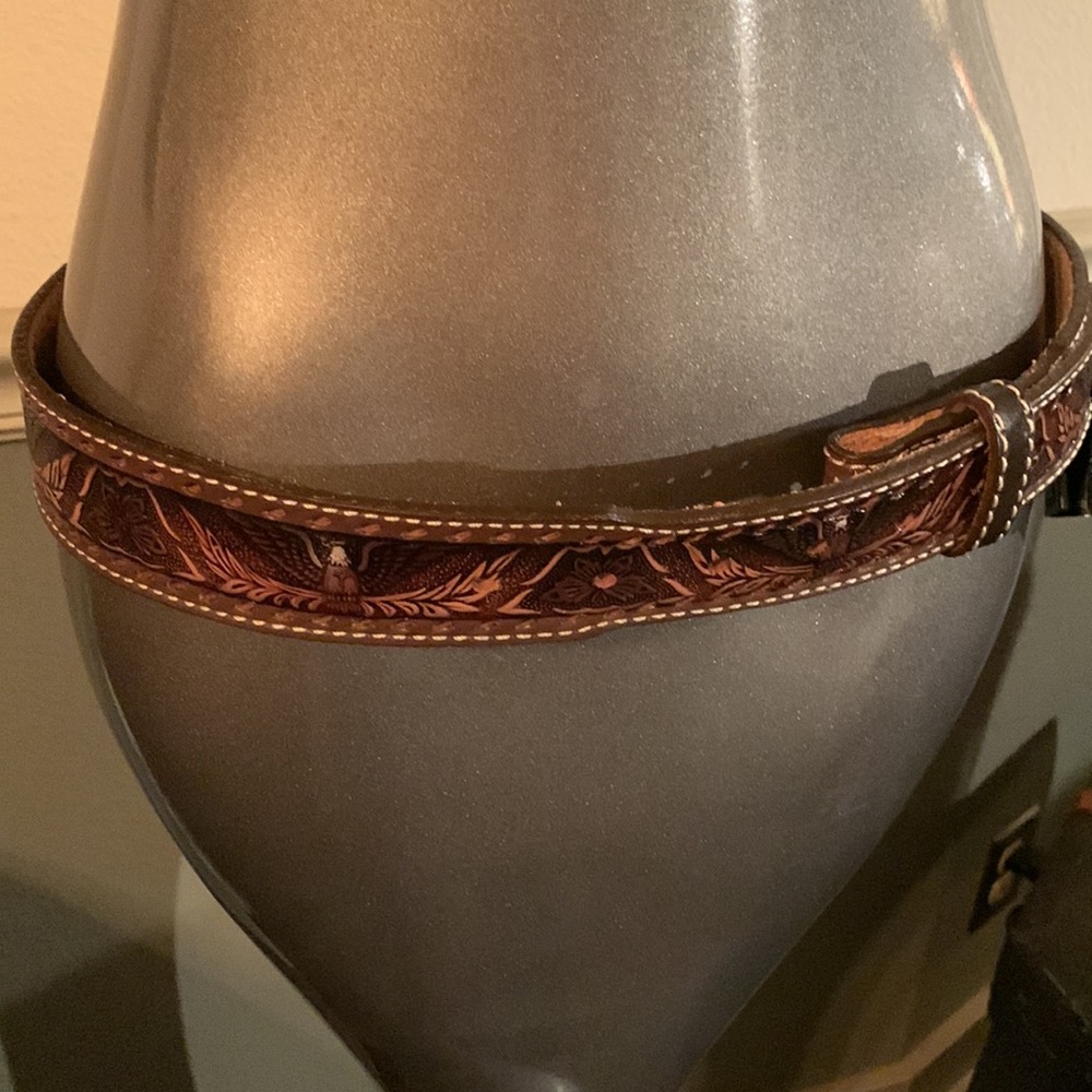 Genuine Full Grain Cowhide Hand Tooled Belt